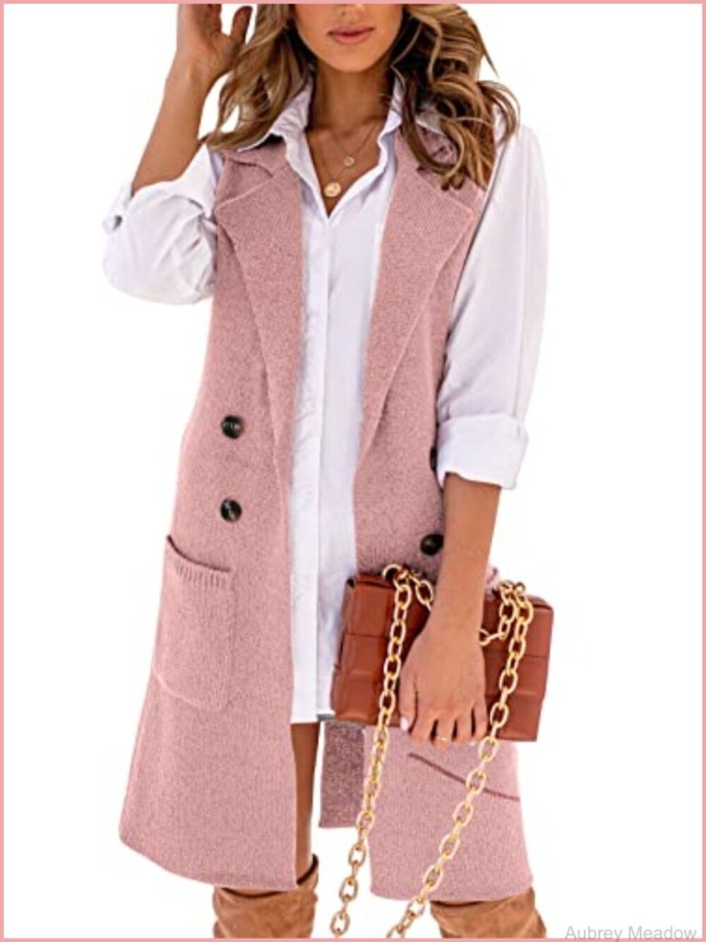 Womens Open Front Lapel Cardigan Vest Button Down Long Sleeve Sweater